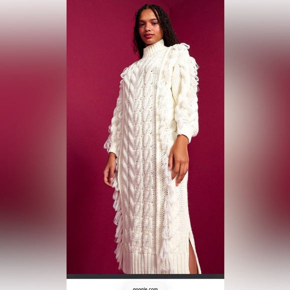 FarmRio White Midi Sweater Dress - Picture 2 of 7